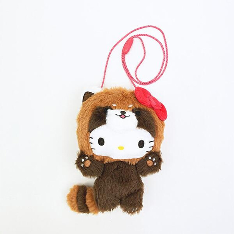Plush Hello Kitty neck pouch (red panda)