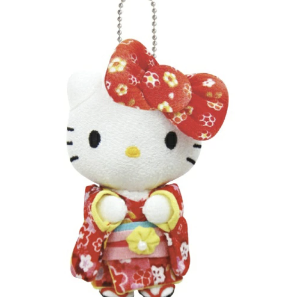 Hello Kitty Big Ribbon Chirimen Plush S Red