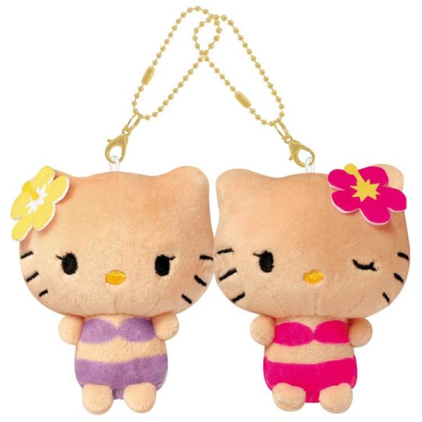 Hello Kitty & Mimmy Nico Plush Keychain(Tanned)