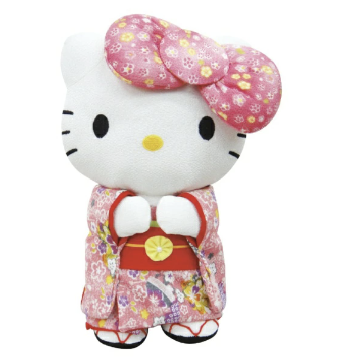 Hello Kitty Big Ribbon Chirimen Plush L Pink