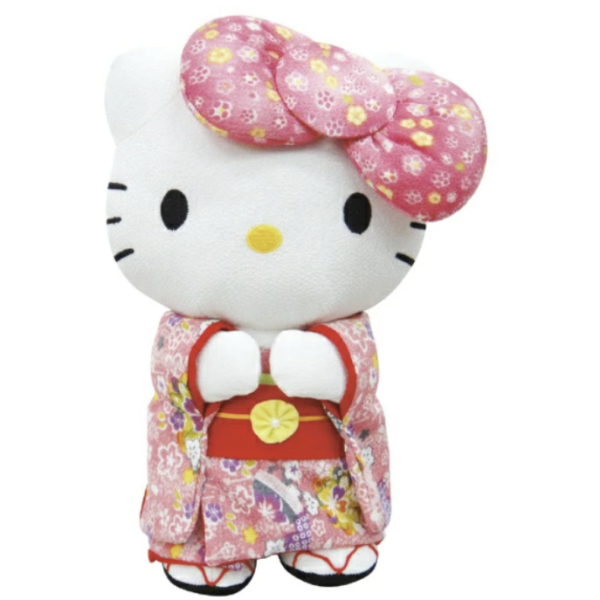 Hello Kitty Big Ribbon Chirimen Plush L Pink