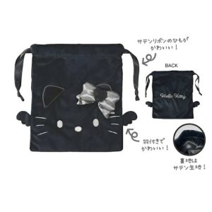 Hello Kitty Face Drawstring Bag Black