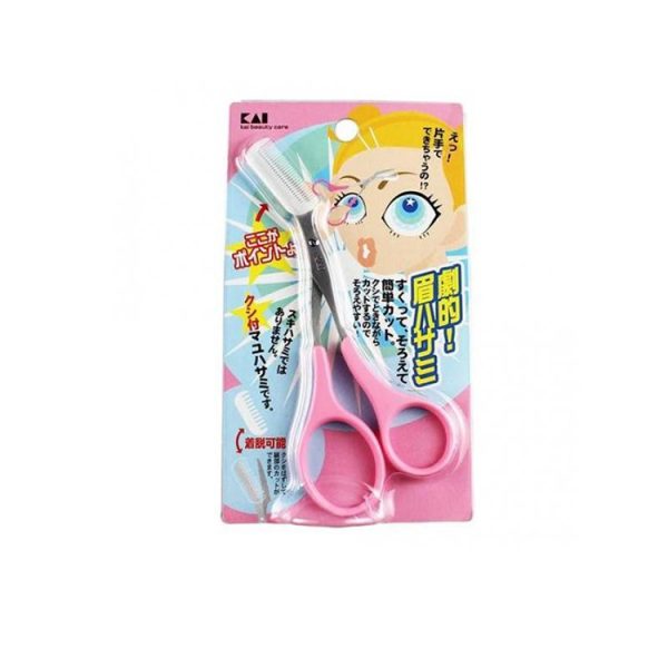 KAI Eyebrow Scissors with Comb Pink