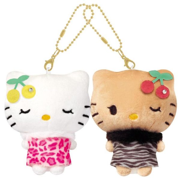 Hello Kitty & Mimmy Nico Plush Keychain(Leopard print）