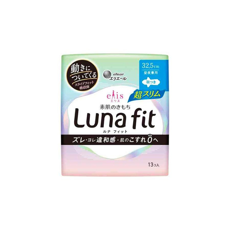 Elis Natural Fit Luna Fit Ultra Slim Day & Night Use 32.5cm with Wings (13 Pads)