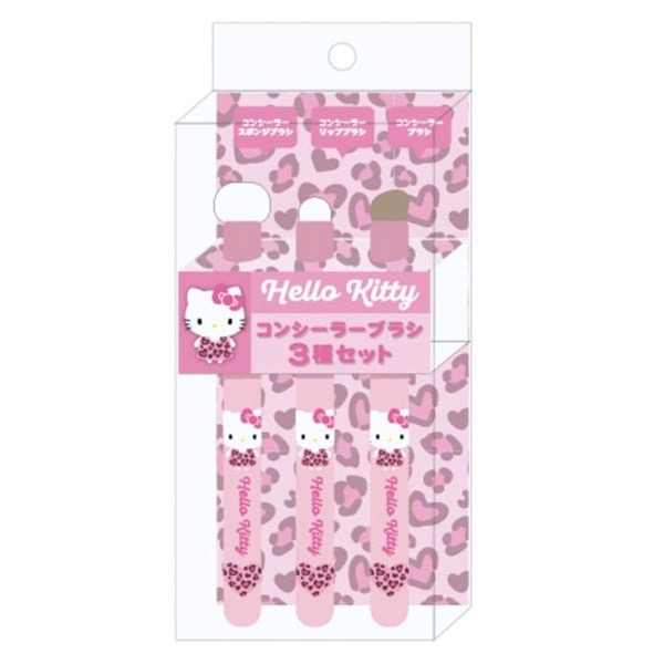 Sanrio Concealer Brush 3-Piece Set, Pink Leopard