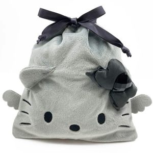 Hello Kitty Face Drawstring Bag Gray