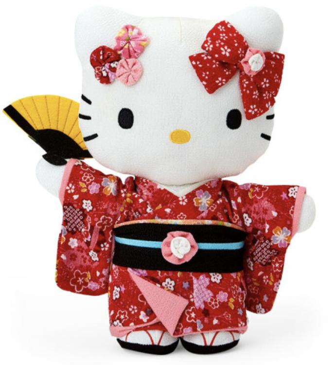 KT Chirimen Japanese Doll Plush Toy L (27cm) Red