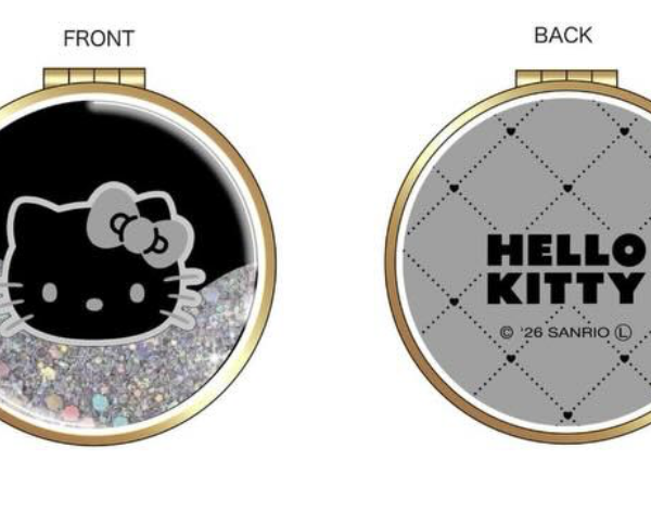 Hello Kitty Floating Double Mirror Black Silver