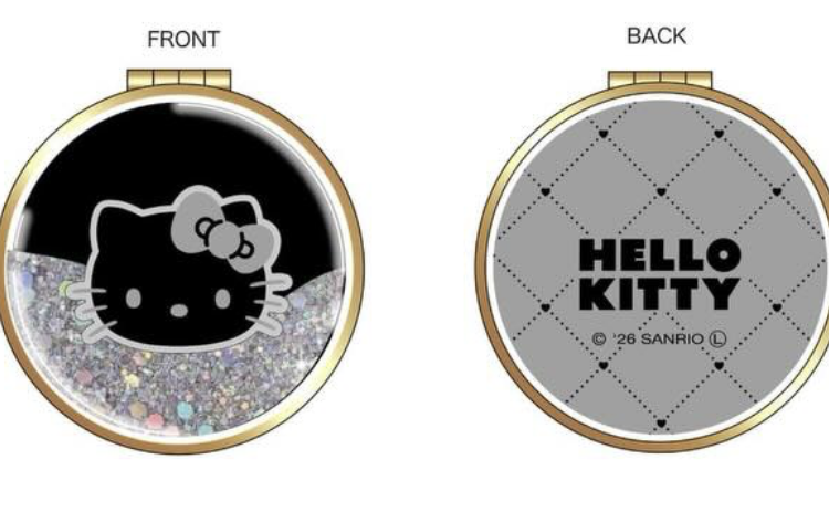 Hello Kitty Floating Double Mirror Black Silver