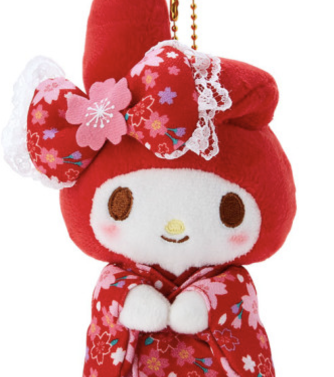 Sanrio Mascot Holder My Melody : Sakura Kimono Red