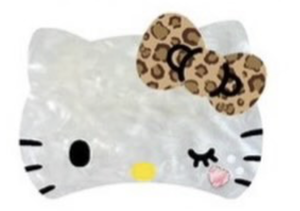 Hello Kitty hair clip with rhinestones, leopard print.