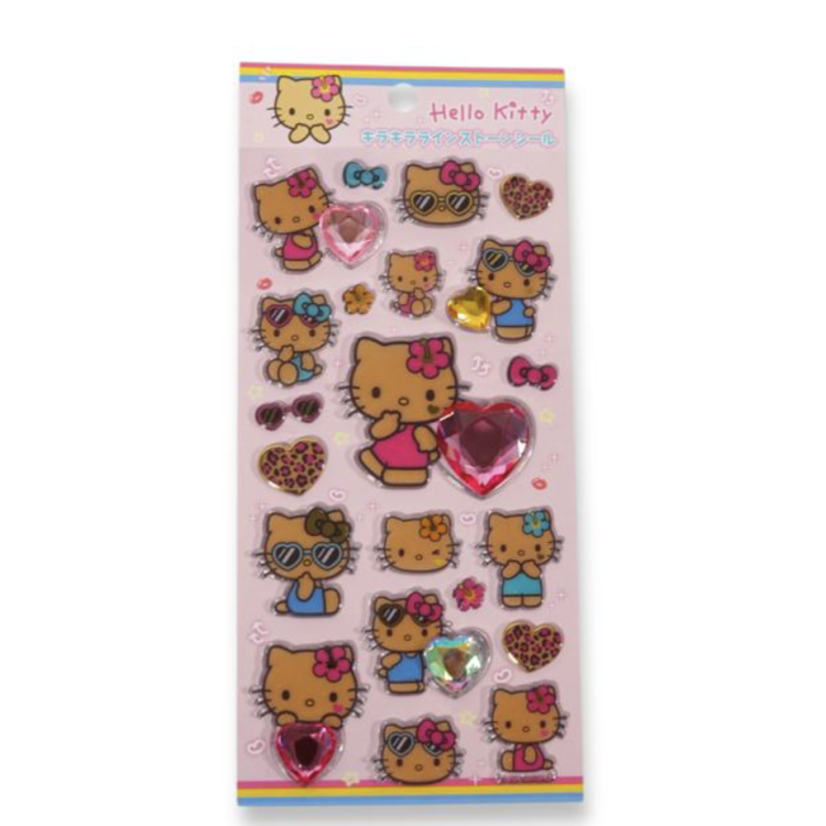 Sparkling Line Stone Sticker Hello Kitty/Suntan