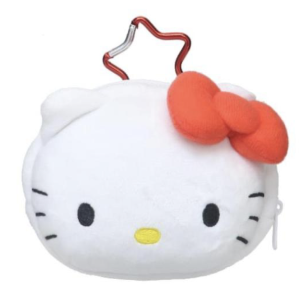 Sanrio Face-shaped Pouch with Carabiner - Hello Kitty