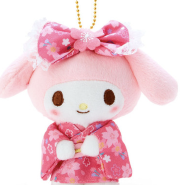 Sanrio Mascot Holder My Melody : Sakura Kimono Pink