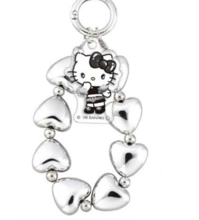 Hello Kitty Heart Ring Keychain Hello Kitty Gray